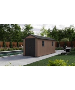Casetta da giardino keter "newton+ 7515/1575" in resina marrone doppia opzione montaggio 476x230x246 cm