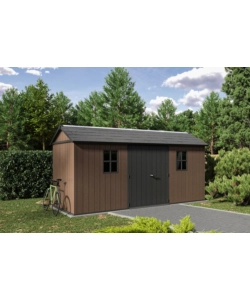 Casetta da giardino keter "newton+ 7515/1575" in resina marrone doppia opzione montaggio 476x230x246 cm
