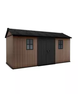 Casetta da giardino keter "newton+ 7515/1575" in resina marrone doppia opzione montaggio 476x230x246 cm