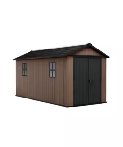 Casetta da giardino keter "newton+ 7515/1575" in resina marrone doppia opzione montaggio 476x230x246 cm