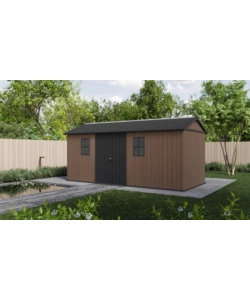 Casetta da giardino keter "newton+ 7517/1775" in resina marrone doppia opzione montaggio 539x230x246 cm
