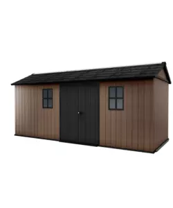 Casetta da giardino keter "newton+ 7517/1775" in resina marrone doppia opzione montaggio 539x230x246 cm