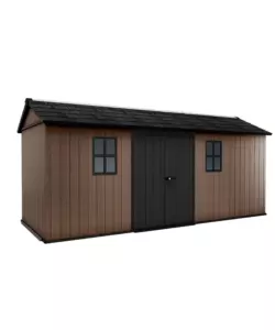 Casetta da giardino keter "newton+ 7517/1775" in resina marrone doppia opzione montaggio 539x230x246 cm