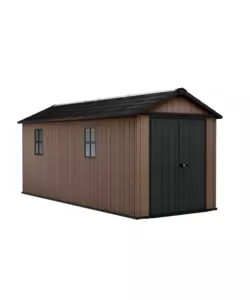 Casetta da giardino keter "newton+ 7517/1775" in resina marrone doppia opzione montaggio 539x230x246 cm