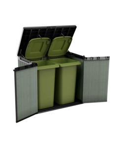 Copribidone o portattrezzi keter "store it out darwin" in resina verde 141x82x120 cm