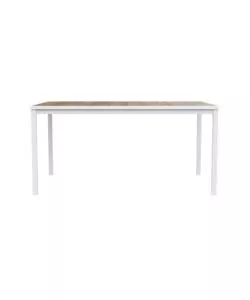 Tavolo da esterno keter "porto 160" in metallo bianco e piano effetto legno frassino 159x95x75 cm