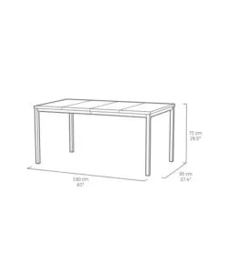 Tavolo da esterno keter 'porto 160' in metallo bianco e piano effetto legno frassino 159x95x75 cm