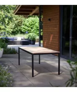 Tavolo da esterno keter "porto 200" in metallo grafite e piano effetto legno frassino 200x95x75 cm