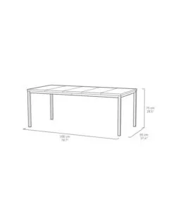 Tavolo da esterno keter 'porto 200' in metallo grafite e piano effetto legno frassino 200x95x75 cm