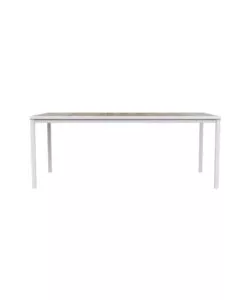 Tavolo da esterno keter "porto 200" in metallo bianco e piano effetto legno frassino 200x95x75 cm