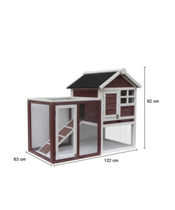 Pollaio per galline in legno habrita 'po 1206' rosso scuro e bianco 122x63x92 cm
