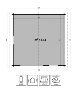 Casetta in legno da giardino 'valencia' in abete 427x413x239 cm