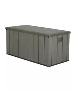 Baule da esterno lifetime 'big' in resina grigio scuro effetto legno 151x72x69 cm