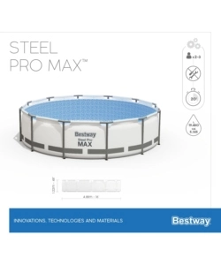 Piscina fuori terra conn struttura rotonda bestway "steel pro max" grigio chiaro 488x488x122 cm
