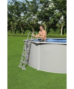 Piscina fuori terra rotonda bestway "hydrium" grigio chiaro 460x460x120 cm