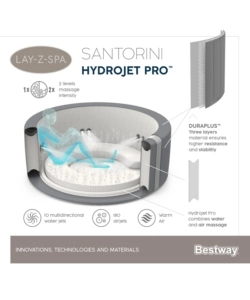 Piscina idromassaggio gonfiabile bestway "lay-z-spa santorini hydrojet pro" per 5-7 persone