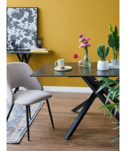 Sedia da pranzo "jamie" in tessuto beige 4 pezzi