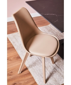 Sedia da pranzo "kelly" tortora con gambe in legno in tinta 6 pezzi