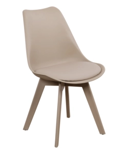 Sedia da pranzo "kelly" tortora con gambe in legno in tinta 6 pezzi