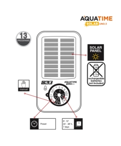 Programmatore d'irrigazione solare g.f. "aquatime solar uno.3 kit20" con 13 programmi per 20 vasi