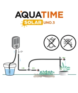 Programmatore d'irrigazione solare g.f. "aquatime solar uno.3 kit20" con 13 programmi per 20 vasi