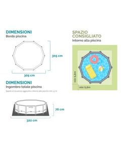 Piscina fuori terra con struttura rotonda intex 'metal frame beachside' blu 305x305x76 cm - cod. 28206np