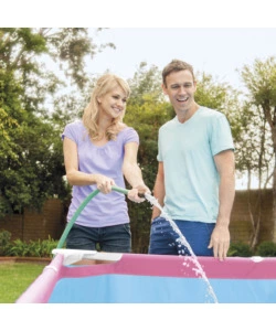 Piscina fuori terra con struttura rettangolare intex "rectangular frame" rosa 220x150x60 cm - cod. 28266np