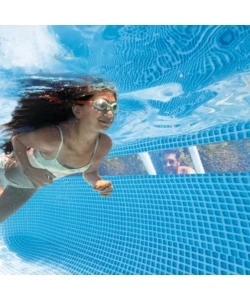 Piscina fuori terra con struttura rettangolare intex "prisma frame clearview" grigio chiaro 400x200x122 cm - cod. 26770np