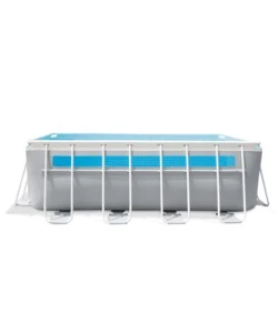 Piscina fuori terra con struttura rettangolare intex "prisma frame clearview" grigio chiaro 400x200x122 cm - cod. 26770np