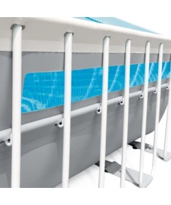 Piscina fuori terra con struttura rettangolare intex "prisma frame clearview" grigio chiaro 400x200x122 cm - cod. 26770np
