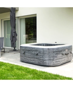 Piscina idromassaggio gonfiabile intex "greystone deluxe" grigio effetto pietra 4 posti 175x175x71 cm - cod. 28450