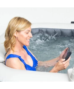 Piscina idromassaggio gonfiabile intex "greystone deluxe" grigio effetto pietra 4 posti 175x175x71 cm - cod. 28450