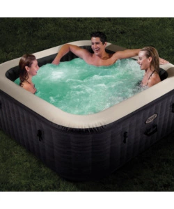 Piscina idromassaggio gonfiabile intex "greystone deluxe" grigio effetto pietra 4 posti 175x175x71 cm - cod. 28450
