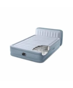 Materasso matrimoniale gonfiabile intex "plush headboard" azzurro con poggiatesta 152x203x86 cm - cod. 64450nd