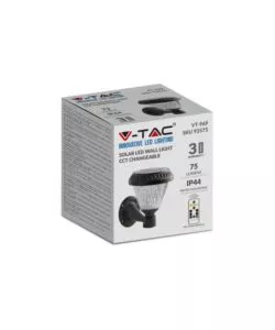 Applique led solare da esterno vtac a cono con telecomando 3in1