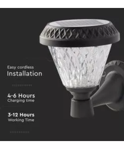 Applique led solare da esterno vtac a cono con telecomando 3in1