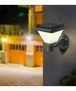 Applique led solare vtac nero a piramide con telecomando 3in1