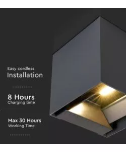 Applique led solare da esterno vtac nero 3000k