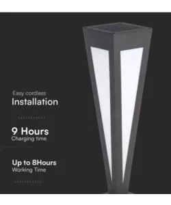 Piantana led solare da esterno vtac nero a cono con telecomando 3000k