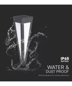 Piantana led solare da esterno vtac nero a cono con telecomando 3000k