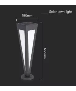 Piantana led solare da esterno vtac nero a cono con telecomando 3000k