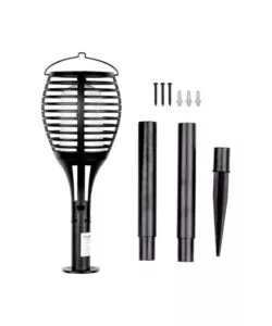 Lampada led solare da esterno a forma di torcia  multi applicabile vtac nero 2200 k
