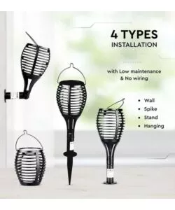 Lampada led solare da esterno a forma di torcia  multi applicabile vtac nero 2200 k