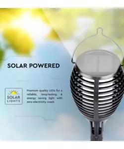 Lampada led solare da esterno a forma di torcia  multi applicabile vtac nero 2200 k