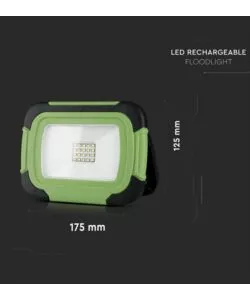 FARO LED RICARICABILE VTAC CON SOS FLASH VERDE 6400K 10W