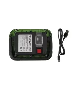 Faro led ricaricabile vtac con sos flash verde 4000k 20w