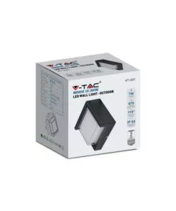 Applique led da esterno quadrata semicoperta vtac nero 3000k 7w