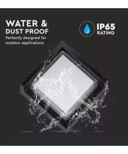Applique led da esterno quadrata semicoperta vtac nero 3000k 7w