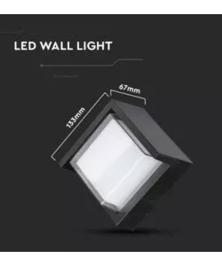 Applique led da esterno quadrata semicoperta vtac nero 3000k 7w