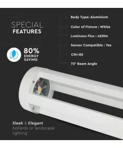 Lampada led da terra da esterno vtac bianco 6400k 80cm